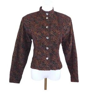 Vintage Clews Paisley Stand Collar Cotton Jacket 90s Tapestry Blazer Canada